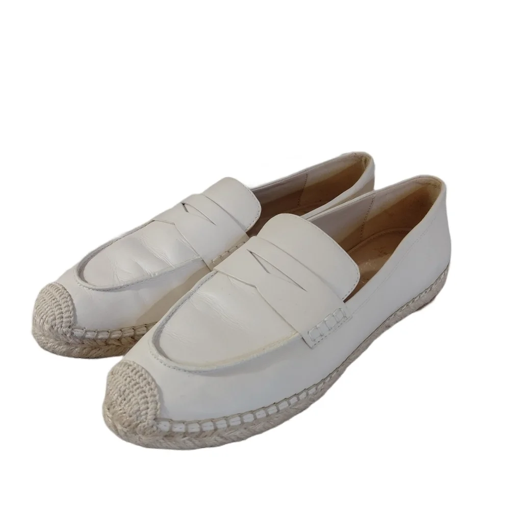 Sam Edelman Cream Espadrille Flats Women's Size 9.5 Leather Loafers